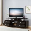 66" TV Stand with Four Drawers, Two Center Storage Shelves in Red Cocoa