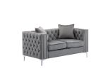 Lorreto Gray Velvet Fabric Sofa Loveseat Chair Living Room Set