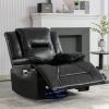 Home Theater Recliner Set Manual Recliner Chair with a LED Light Strip Two Built-in Cup Holders for Living Room,Bedroom, Black ,