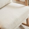 100*65*101cm High Back Belt Waist Pillow Log Color Solid Wood Armrest Backrest Seat Frame Iron Frame Indoor Rocking Chair/armchair dual use Off-White