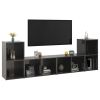 TV Cabinets 4 pcs High Gloss Gray 28.3"x13.8"x14.4" Engineered Wood