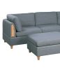 Contemporary Living Room Furniture 5pc Modular Sectional Set Steel Dorris Fabric Couch 2x Wedges 1x Armless Chair And 2x Ottomans