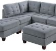 Contemporary Modular Sectional 7pc Set Living Room Furniture Corner L-Sectional Gray Linen Like Fabric Tufted Nail heads 2x Corner Wedge 3x Armless Ch