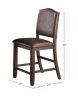 Classic Design Rustic Espresso Finish Faux Leather Set of 2pc High Chairs Dining Room Furniture Counter Height Chairs Foam Cushion Dining Room