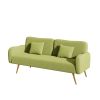 70.47" Green Fabric Double Sofa with Split Backrest and Two Throw Pillows,Suitable for living room, apartment, home office