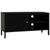 TV Stand Black 35.4"x11.8"x17.3" Steel and Glass