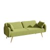 70.47" Green Fabric Double Sofa with Split Backrest and Two Throw Pillows,Suitable for living room, apartment, home office