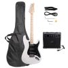 ST Stylish Electric Guitar with Black Pickguard White