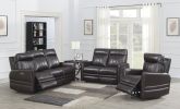 Luxury Power Reclining Sofa Recliner in Dark Brown Top-Grain Leather - Ultimate Comfort with Power Leg Rest and Articulating Headrest - Elegant and Re