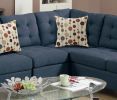 Modular Sectional Navy Polyfiber 4pcs Sectional Sofa LAF And RAF Loveseats Corner Wedge Armless Chair Tufted Cushion Couch