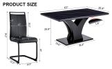 Table and chair set, modern dining table, black tabletop and black MDF leg table, soft and comfortable dining chair, perfect for dinner, meetings, hom