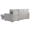 U_STYLE Upholstery Sleeper Sectional Sofa with Storage Space, USB port, 2 cup holders on Back Cushions