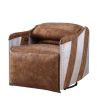 ACME Qalurne Power Recliner w/Swivel Function, 2-Tone Mocha Top Grain Leather & Aluminum 59942