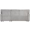 U_STYLE Upholstery Sleeper Sectional Sofa with Storage Space, USB port, 2 cup holders on Back Cushions