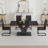 Table and chair set, modern dining table, black tabletop and black MDF leg table, soft and comfortable dining chair, perfect for dinner, meetings, hom