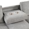 U_STYLE Upholstery Sleeper Sectional Sofa with Storage Space, USB port, 2 cup holders on Back Cushions