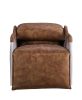 ACME Qalurne Power Recliner w/Swivel Function, 2-Tone Mocha Top Grain Leather & Aluminum 59942