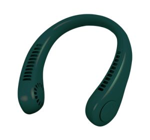 Hanging Neck Fan Portable Cooling Fan USB Leafless 360 Degree Neckband Fan 78 Surround Air Outlets 4000Mah Rechargeable (Color: Green)