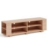 Wooden TV Stand with 8 Open Shelves for TVs up to 65 Inch Flat Screen