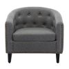 linen Fabric Tufted Barrel ChairTub Chair for Living Room Bedroom Club Chairs