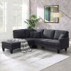 90*88" Terrycloth Modern Sectional Sofa,5-Seat Practical Couch Set with Chaise Lounge,L-Shape minimalist Indoor Furniture with 3 Pillows for Living Ro