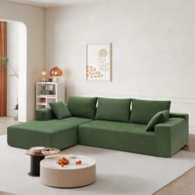 109*68" Modular Sectional Living Room Sofa Set, Modern Minimalist Style Couch, Upholstered Sleeper Sofa for Living Room, Bedroom, Salon, 2 PC Free Com (Color: Green)