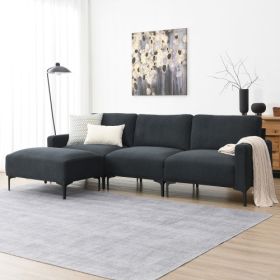 103.5*59" Modern L-shaped Sectional Sofa, 4-seat Velvet Fabric Couch Set with Convertible Ottoman,Freely Combinable Sofa for Living Room, Apartment, O (Color: Dark Gray)