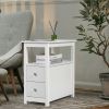 Transitional Nightstand with USB Charging Station, Wooden End Table Bedside Table, 2-Drawer Home&Kitchen Storage Cabinet