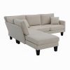 90*88" Terrycloth Modern Sectional Sofa,5-Seat Practical Couch Set with Chaise Lounge,L-Shape minimalist Indoor Furniture with 3 Pillows for Living Ro