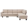 104.3*78.7" Modern L-shaped Sectional Sofa,7-seat Linen Fabric Couch Set with Chaise Lounge and Convertible Ottoman for Living Room,Apartment,Office,3