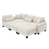 133*65" Corduroy Modular Sectional Sofa,U Shaped Couch with Armrest Bags,6 Seat Freely Combinable Sofa Bed,Comfortable and Spacious Indoor Furniture f