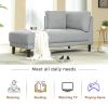 65" Mid-Century Modern Fabric Corner Lounge Chair, Upholstered Indoor Chaise Lounge for Bedroom,Office,Small Living Room & Apartment