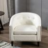 linen Fabric Tufted Barrel ChairTub Chair for Living Room Bedroom Club Chairs