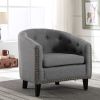 linen Fabric Tufted Barrel ChairTub Chair for Living Room Bedroom Club Chairs