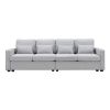 104" 4-Seater Modern Linen Fabric Sofa with Armrest Pockets and 4 Pillows,Minimalist Style Couch for Living Room, Apartment, Office,3 Colors