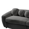 87.7" Modern Curved Sofa, Back Upholstered Couch with 5 Decorative Throw Pillows, Teddy Fabric Couch for Living Room, Office, Apartment