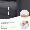 90*88" Terrycloth Modern Sectional Sofa,5-Seat Practical Couch Set with Chaise Lounge,L-Shape minimalist Indoor Furniture with 3 Pillows for Living Ro