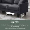 90*88" Terrycloth Modern Sectional Sofa,5-Seat Practical Couch Set with Chaise Lounge,L-Shape minimalist Indoor Furniture with 3 Pillows for Living Ro