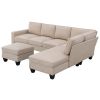 104.3*78.7" Modern L-shaped Sectional Sofa,7-seat Linen Fabric Couch Set with Chaise Lounge and Convertible Ottoman for Living Room,Apartment,Office,3