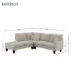 90*88" Terrycloth Modern Sectional Sofa,5-Seat Practical Couch Set with Chaise Lounge,L-Shape minimalist Indoor Furniture with 3 Pillows for Living Ro