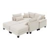 133*65" Corduroy Modular Sectional Sofa,U Shaped Couch with Armrest Bags,6 Seat Freely Combinable Sofa Bed,Comfortable and Spacious Indoor Furniture f