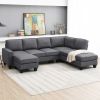 104.3*78.7" Modern L-shaped Sectional Sofa,7-seat Linen Fabric Couch Set with Chaise Lounge and Convertible Ottoman for Living Room,Apartment,Office,3