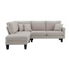 90*88" Terrycloth Modern Sectional Sofa,5-Seat Practical Couch Set with Chaise Lounge,L-Shape minimalist Indoor Furniture with 3 Pillows for Living Ro