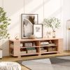 Wooden TV Stand with 8 Open Shelves for TVs up to 65 Inch Flat Screen