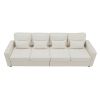 104" 4-Seater Modern Linen Fabric Sofa with Armrest Pockets and 4 Pillows,Minimalist Style Couch for Living Room, Apartment, Office,3 Colors