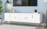 Modern TV Stand with 5 Champagne Legs - Durable, Stylish and Spacious, TVs Up to 75''