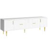 Modern TV Stand with 5 Champagne Legs - Durable, Stylish and Spacious, TVs Up to 75''