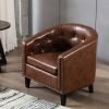 linen Fabric Tufted Barrel ChairTub Chair for Living Room Bedroom Club Chairs