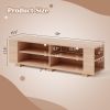 Wooden TV Stand with 8 Open Shelves for TVs up to 65 Inch Flat Screen