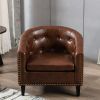 linen Fabric Tufted Barrel ChairTub Chair for Living Room Bedroom Club Chairs